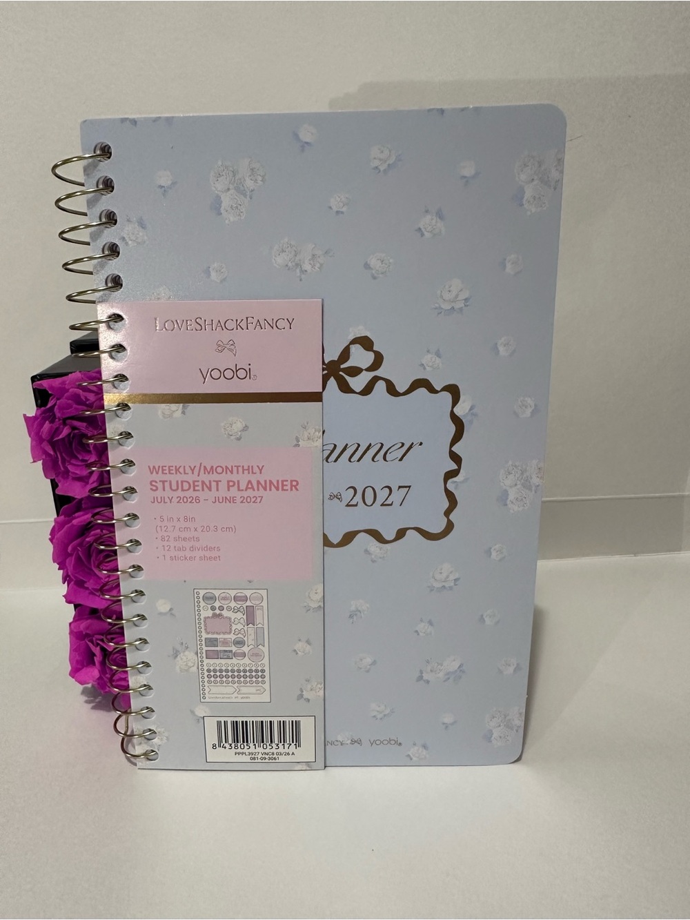 LoveShackFancy Everblooming Rosettes Blue Floral School Planner